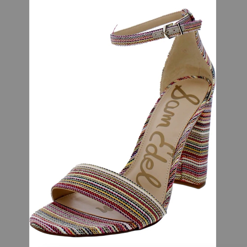 EUC Sam Edelman Yaro Block Heel Multicolor Striped Size 10